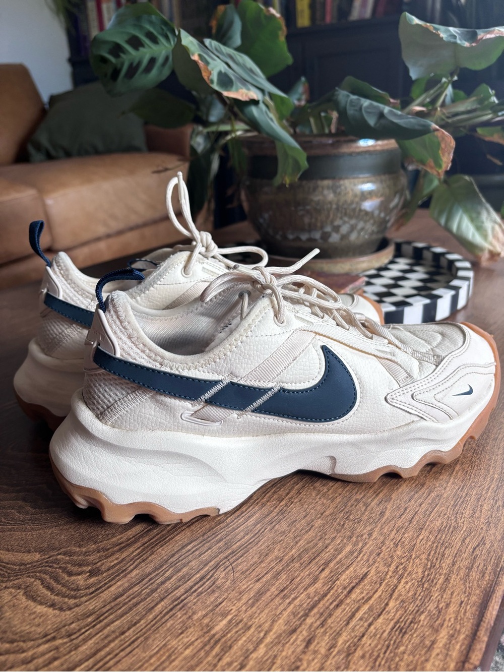 Nike TC7900 Beige and Navy Sneakers